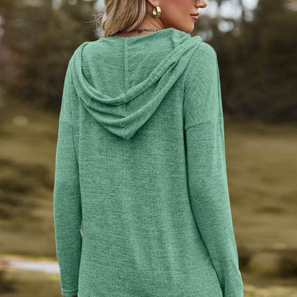 Drawstring Dropped Shoulder Hooded T-Shirt - MimiStylez