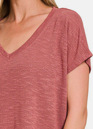 Zenana V-Neck Short Sleeve Crop T-Shirt - MimiStylez