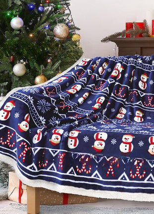 Christmas Printing Double Layer Thickened Fleece Cover Blanket