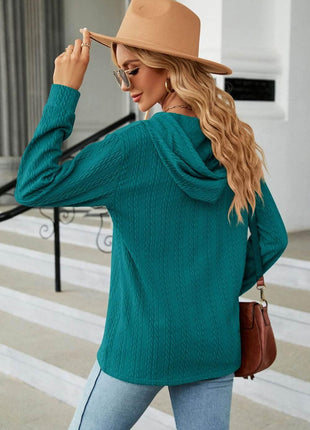 Cable-Knit Long Sleeve Hoodie - MimiStylez