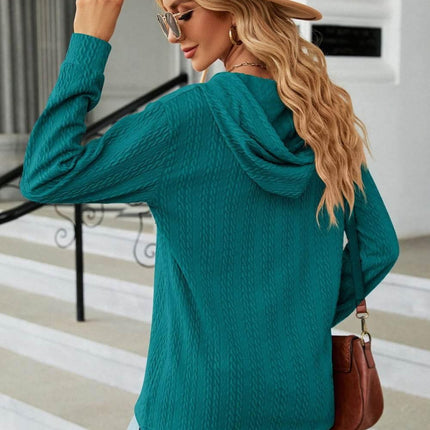 Cable-Knit Long Sleeve Hoodie - MimiStylez