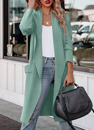 Open Front Dropped Shoulder Outerwear - MimiStylez