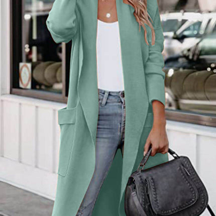 Open Front Dropped Shoulder Outerwear - MimiStylez