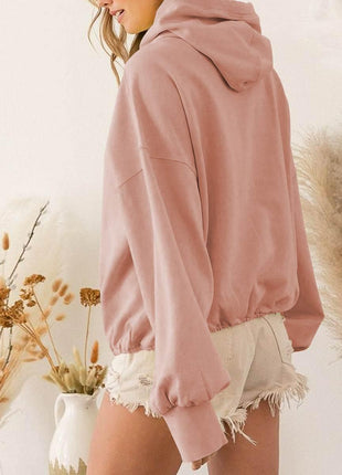 Zip-Up Dropped Shoulder Hoodie - MimiStylez