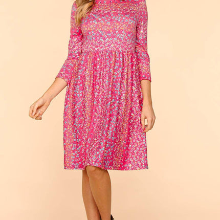 Haptics Round Neck Floral Dress with Pockets - MimiStylez