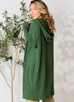 Basic Bae Full Size Hooded Sweater Cardigan - MimiStylez