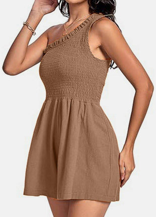 Smocked Single Shoulder Romper - MimiStylez