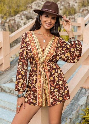 V-Neck Long Sleeve Romper - MimiStylez