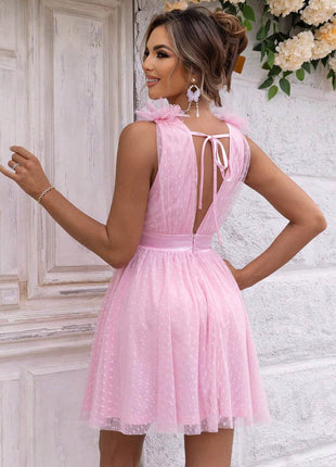 Open Back Sleeveless Mesh Dress - MimiStylez