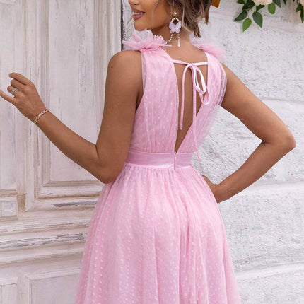 Open Back Sleeveless Mesh Dress - MimiStylez