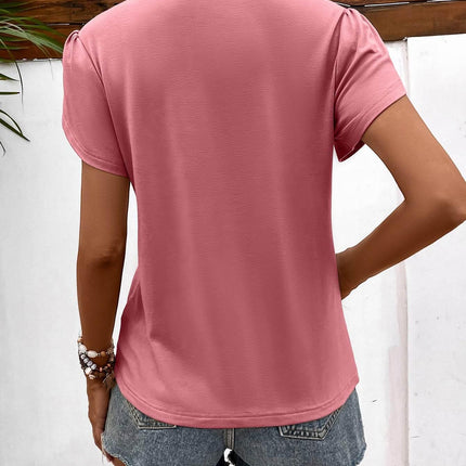 Strappy V-Neck Petal Sleeve Top - MimiStylez