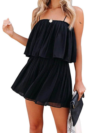 Ruched Spaghetti Strap Romper - MimiStylez