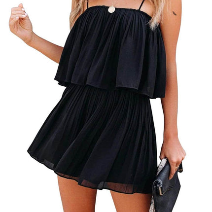 Ruched Spaghetti Strap Romper - MimiStylez
