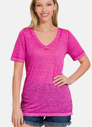 Zenana V-Neck Short Sleeve T-Shirt - MimiStylez