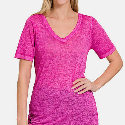 Zenana V-Neck Short Sleeve T-Shirt - MimiStylez