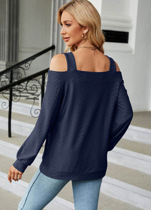 Cold Shoulder Square Neck Cutout Blouse - MimiStylez