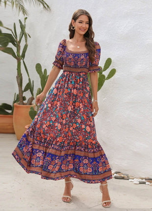 Floral Flounce Sleeve Midi Dress - MimiStylez