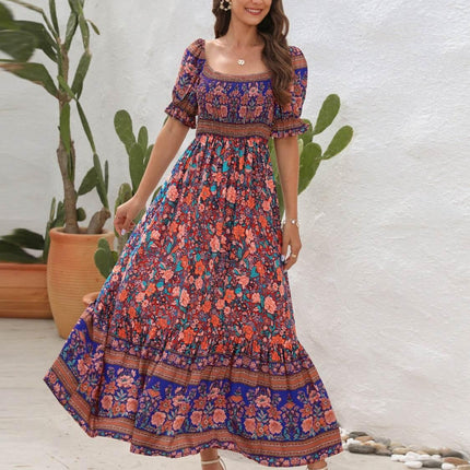 Floral Flounce Sleeve Midi Dress - MimiStylez