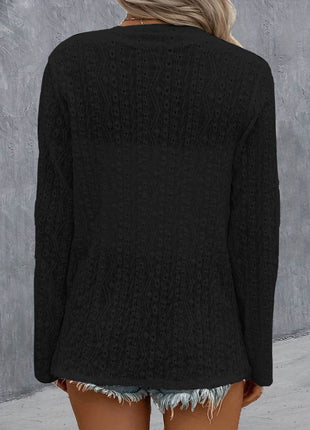 Eyelet Roll-Tab Sleeve Cardigan - MimiStylez