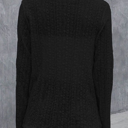 Eyelet Roll-Tab Sleeve Cardigan - MimiStylez