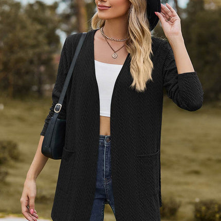 Open Front Long Sleeve Cardigan - MimiStylez