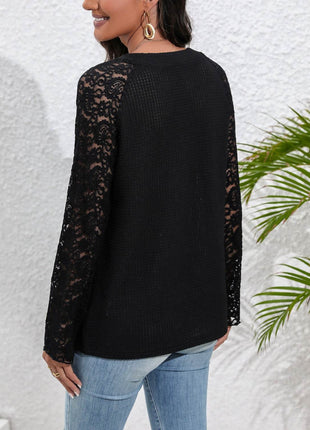 Half Button Raglan Sleeve Blouse - MimiStylez