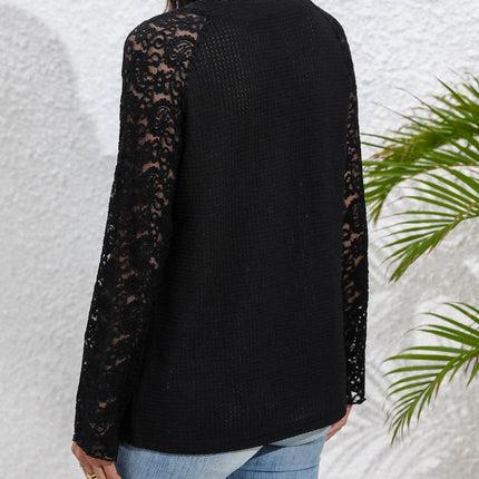 Half Button Raglan Sleeve Blouse - MimiStylez