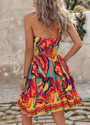 Paisley Print Halter Neck Mini Dress - MimiStylez