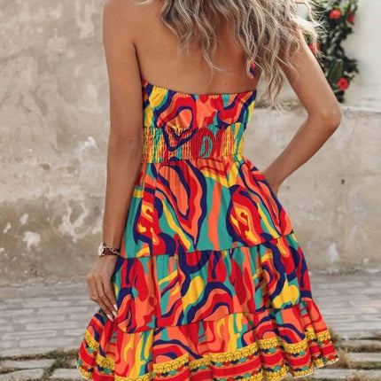 Paisley Print Halter Neck Mini Dress - MimiStylez