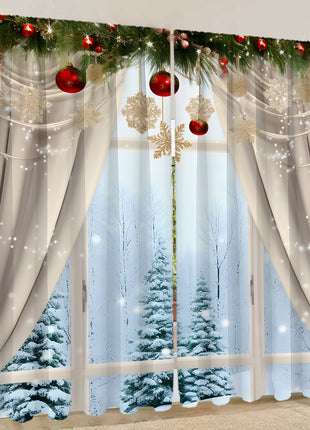 2PCs European Curtain Christmas Series