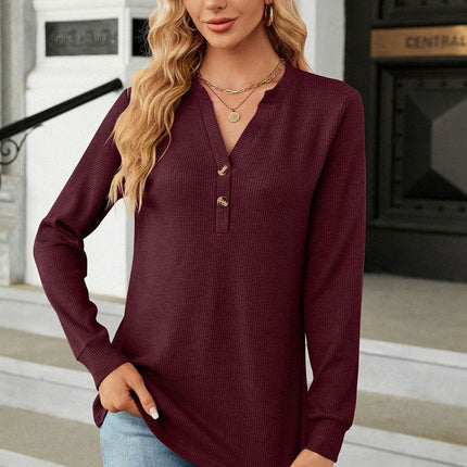 V-Neck Long Sleeve Blouse - MimiStylez