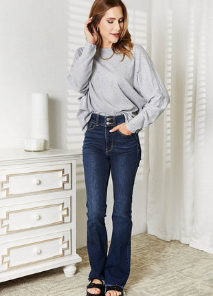 Double Take Seam Detail Round Neck Long Sleeve Top - MimiStylez