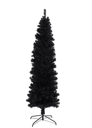 7.5 Ft. Black Pencil Christmas Tree With Collapsible Metal Stand