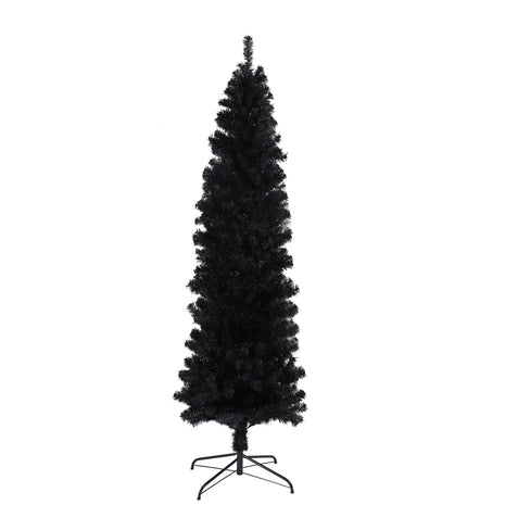 7.5 Ft. Black Pencil Christmas Tree With Collapsible Metal Stand