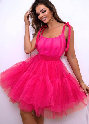 Tie-Shoulder Mesh Dress - MimiStylez