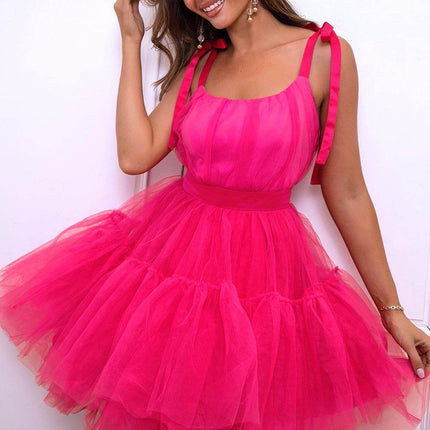 Tie-Shoulder Mesh Dress - MimiStylez