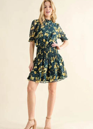 And The Why Floral Print Smocked Waist Mini Dress - MimiStylez