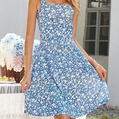 Women's Summer Casual Square Collar Dress