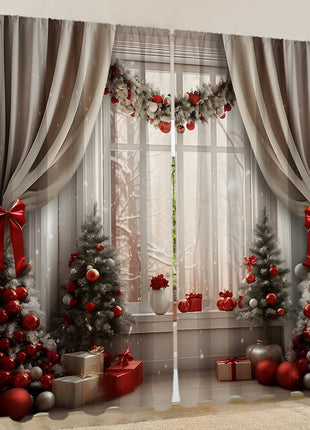 2PCs European Curtain Christmas Series