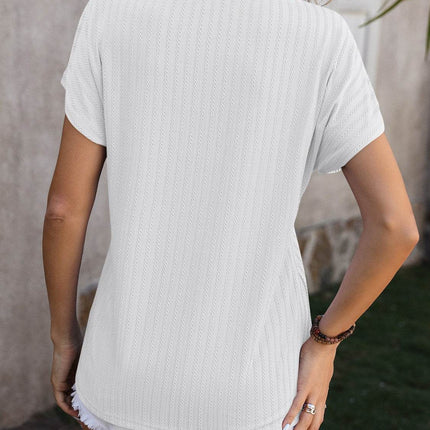Textured Surplice Short Sleeve Blouse - MimiStylez