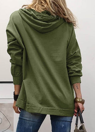 LOVE Drawstring Dropped Shoulder Hoodie - MimiStylez