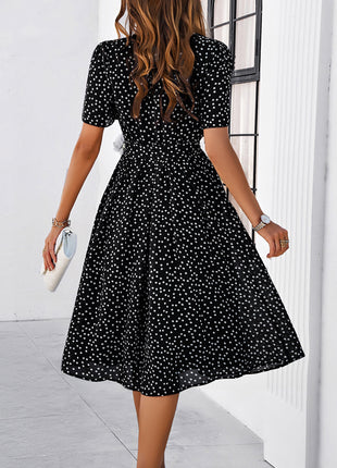 Printed Round Neck Short Sleeve Dress