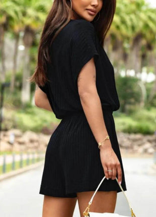 Surplice Short Sleeve Romper - MimiStylez