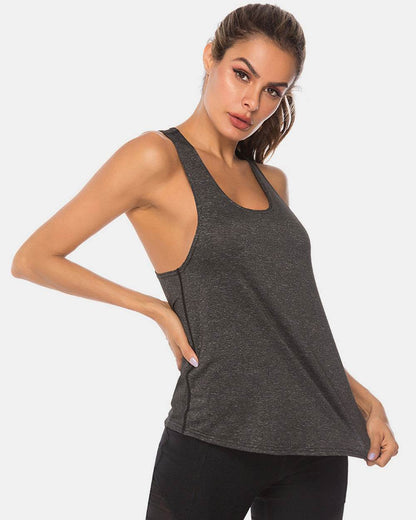 Full Size Scoop Neck Wide Strap Active Tank - MimiStylez
