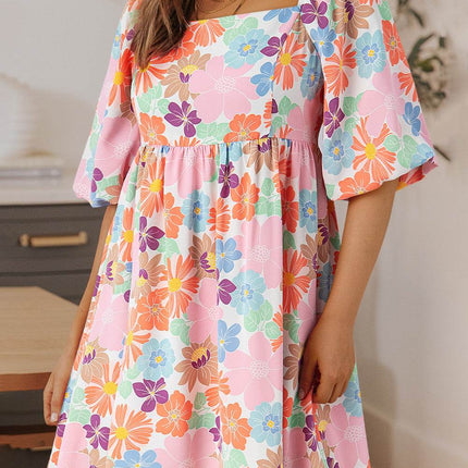Printed Half Sleeve Mini Dress - MimiStylez