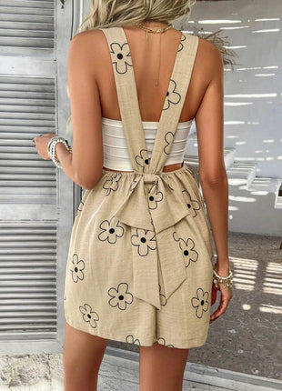 Devine Flower Wide Strap Overalls with Pockets - MimiStylez