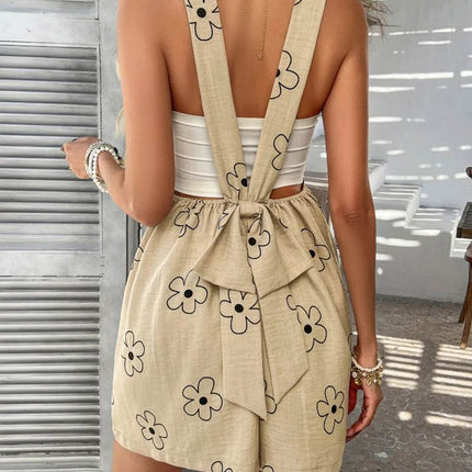 Devine Flower Wide Strap Overalls with Pockets - MimiStylez
