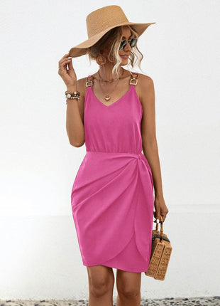 Twisted V-Neck Sleeveless Mini Dress - MimiStylez