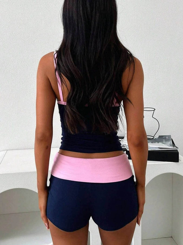 Contrast Cami and Shorts Set - MimiStylez