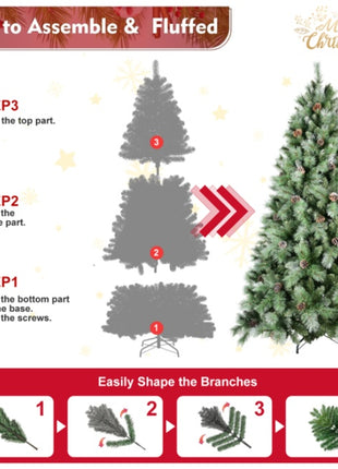 Artificial 7ft Green Christmas Tree With 1348PVC Hard Needle Mixed Branch Tips